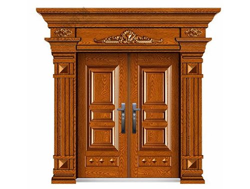 DH-8843爱丽舍宫双开门精雕黄柚木铝框镶嵌拼接