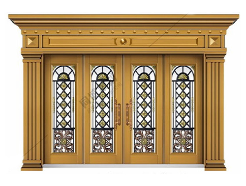 DH-8855玻璃拼接四开门真黄铜镶框