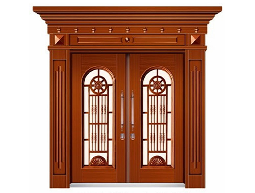 DH-8858玻璃拼接双开门仿红铜镶框